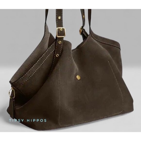 NEW!!   AUTHENTIC COACH Gramercy Tote Bag IN OLIVE GREEN SUEDE AND BRASS - Picture 10 of 14